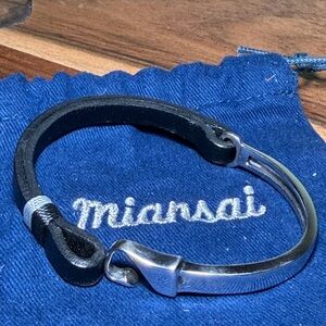 Miansai Black Leather Wrap Bracelet with S.S .925
